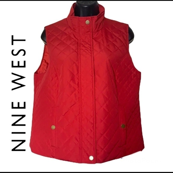 NINE West Hot Red Sleeveless Women’s Puffer Vest Size M - Picture 1 of 12